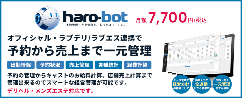 デリヘル・メンズエステの顧客管理・売上管理ソフト「haro-bot」