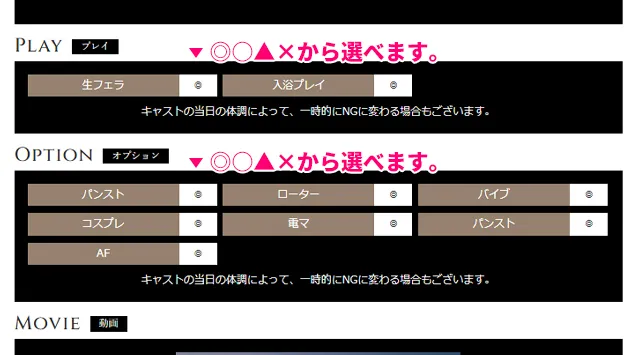 可能オプション/可能プレイ